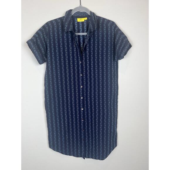Roberta Roller Rabbit Haru Short Sleeve Button Up Blue Striped Shirt Dress Sz XS - Picture 1 of 8